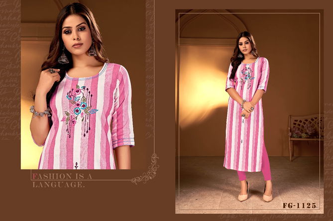 Fg Juliette 1 Straight Cut Design Wholesale Embroidery Kurti Catalog